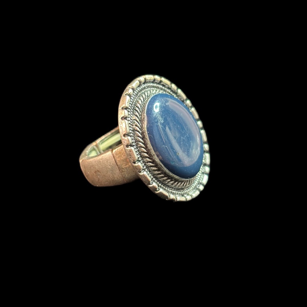 Blue Stone Silver Stretchy Ring